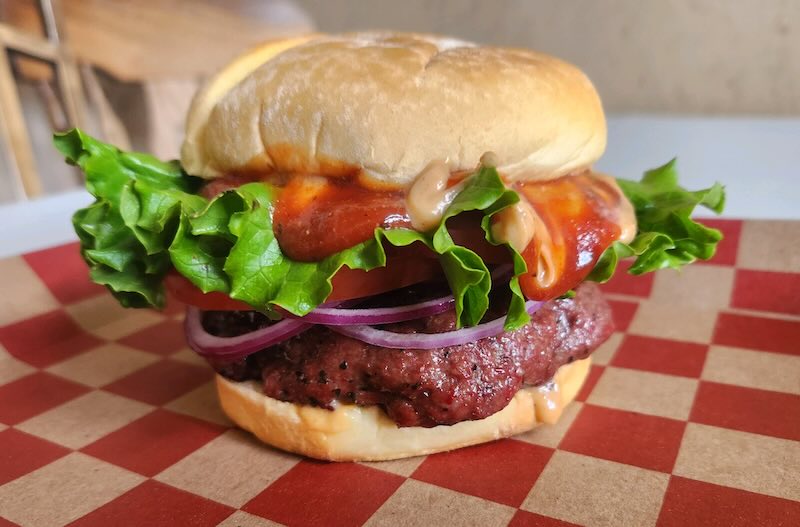 A delicious-looking hamburger